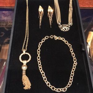 Yellow gold costume jewelry lot! Statement pieces!